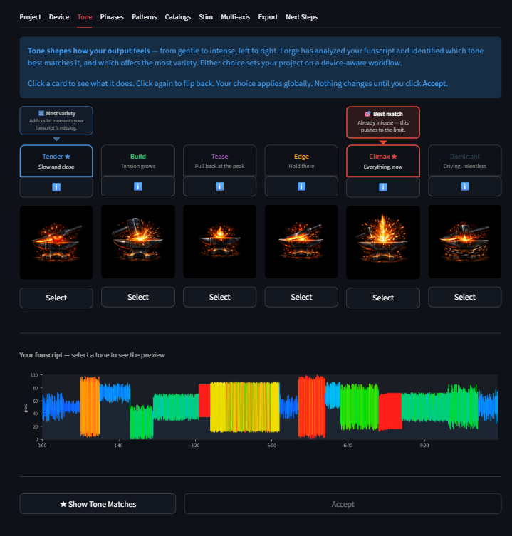 Tone tab with suggestion bubbles