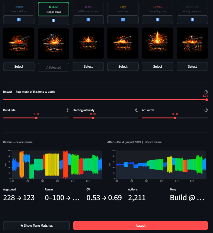 Tone before/after preview